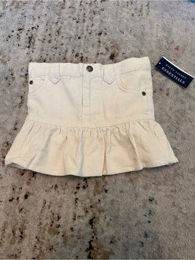Vintage Ralph Lauren Cream Corduroy Ruffle Hem Kids Toddler Skirt